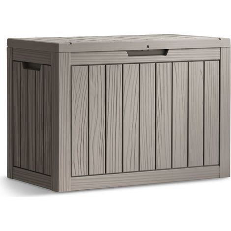 Coffre de jardin imperméable 170L boîte de rangement extérieur balcon terrasse plastique polypropylène gris (1/5)