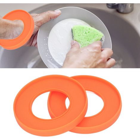 Küchenarmbänder, 2er-Pack, wasserdichte Silikon-Küchenarmbänder mit Saugnapfverschluss und Anti-Tropf-Funktion, orange (1/5)