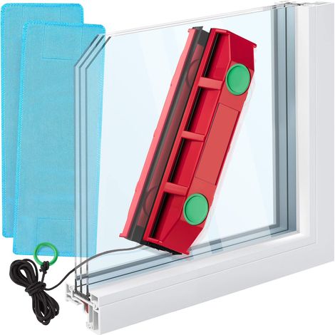 Nettoyeur vitre magnétique double face – Pour fenêtres à double vitrage 20-24 mm – Aimants en terres rares – Anneau de sécurité