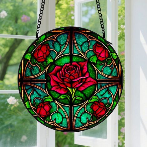 20cm Suspension en Vitrail Coloré, Attrape-Soleil Élégant en Verre, Décoration Fenêtre Unique, Cadeau Tante, Oncle, Sœur, Frère (1/5)