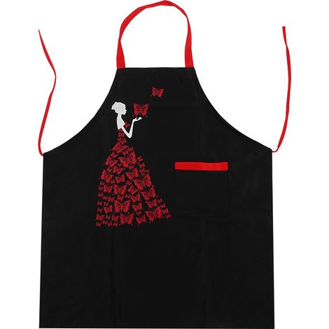Tablier De Cuisine - Polyester Noir - 70 x 60 cm - Avec Grand Poche - Ajustable - Pour Cuisiner Et Pâtisser - 1 Pièce (1/5)