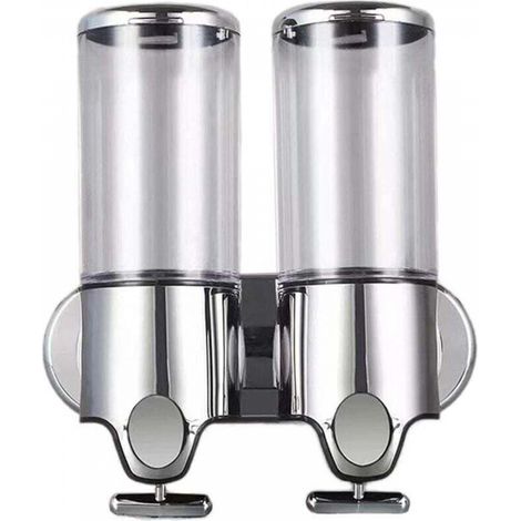 Lot de 2 distributeurs de savon mural de 500 ml - Distributeur de savon manuel pour désinfectant - Distributeur de shampooing et de gel douche pour toilettes, salle de bain, cuisine, hôtel, bureau (1/5)