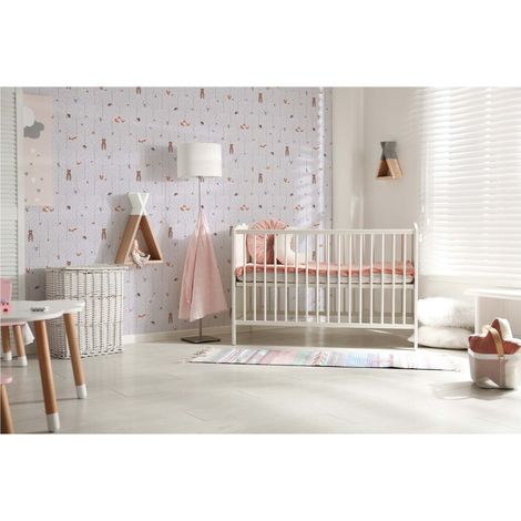 TADESSI  Tapete Kinderzimmer  M1-No.724  Vliestapete  Grau  Weiß  Waldtapete  Tiere  Jungenzimmer  Mädchenzimmer (1/5)