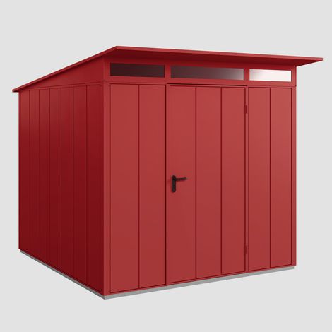 Hörmann Ecostar Metall-Gerätehaus Elegant mit Pultdach Typ 2, 248 x 283 cm, purpurrot, 5,7 m², 1-flüglige Tür