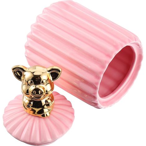 Bocal de Rangement Design Décoratif Rose en Céramique avec Couvercle Animal Étanchéité pour Cotons-tiges et Bijoux Usage Polyvalent Maison (1/5)