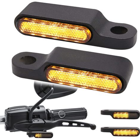 Clignotants LED Séquentiel pour Moto 12V Universel Feu Guidon Mini Indicateurs Aluminium Ambre Lumière Étanche M8 pour Cruiser Chopper Bobber Scooter Quad (1/5)