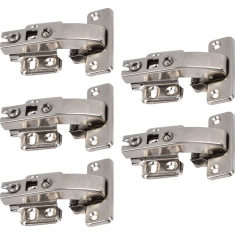 Lot de 5 charnières à tampon hydraulique, réduction du bruit à la fermeture, antirouille, type B, pour portes de placards et bibliothèques. (1/5)