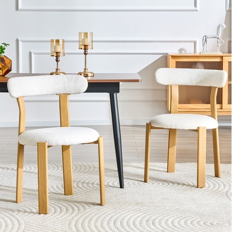 Sedie da pranzo set 2 pezzi in bouclé bianco, schienale ergonomico, h 79 cm HAVRYA (1/5)