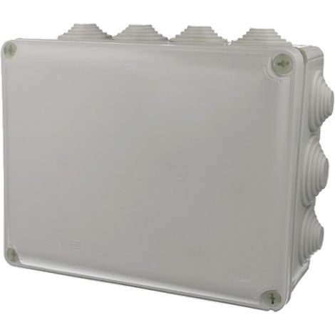 Scatola di connessione stagna rettangolare a 14 coni IP55/IK09 220x170x80mm/230x180x88mm con coperchio di chiusura con viti grig