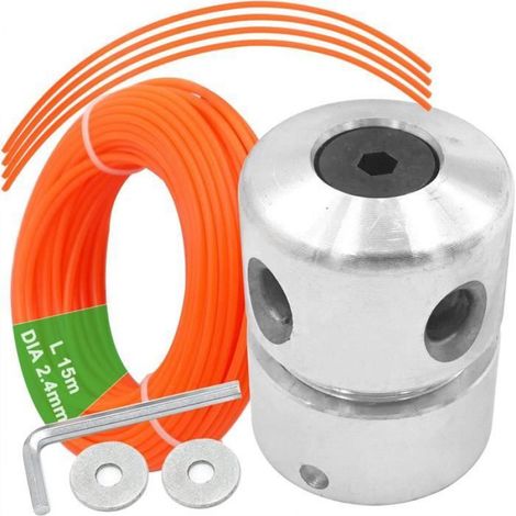 Tête Débroussailleuse - Aluminium - Filetage M8 M10 - Pour Coupe-Bordure et Débroussailleuse - Fil Nylon 2,4 mm x 15 m (1/4)
