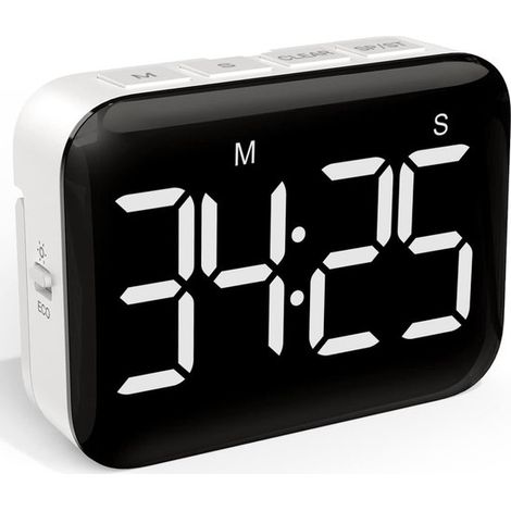 Timer da cucina - Timer - Timer visivo - Timer magnetico - Luminosità regolabile - Schermo LED - Cronometro con suono - Strumento didattico per la gestione del tempo in scuole e uffici