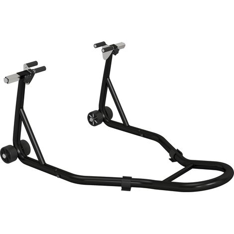 Support pour moto et béquille avant - Noir - Goupille réglable et adaptateurs pour bras oscillant - Pour atelier, garage, moto cross - Design robuste et stable (1/5)