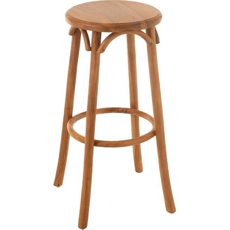 Chaise de bar en bois de teck naturel ambiance chaleureuse - Teck naturel chaleureux (1/5)