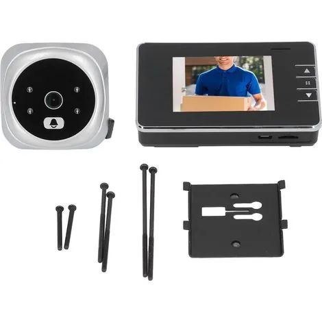 Caméra de judas de porte avec vision nocturne HD à 120°, interphone bidirectionnel, sonnette vidéo intelligente pour villa et maison. (1/3)