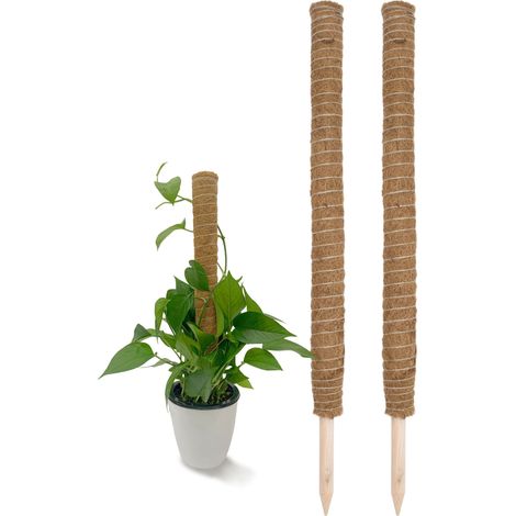 Kokos Rankstab 110 cm natur - 2 Stück - Pflanzstab für Zimmerpflanzen – Blumen Pflanz Stab Topf Rankhilfe Kletterhilfe Kokosstange für Kletterpflanzen