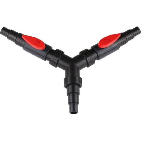 CST-02F Schlauchverbinder Y-Stück für Schlauchgrößen 25/32/38mm mit 2x Absperrhähnen