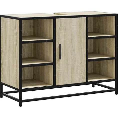 Meuble de salle de bain avec lavabo Chêne Sonoma 80 x 33 x 60 cm Bois d'ingénierie (1/5)