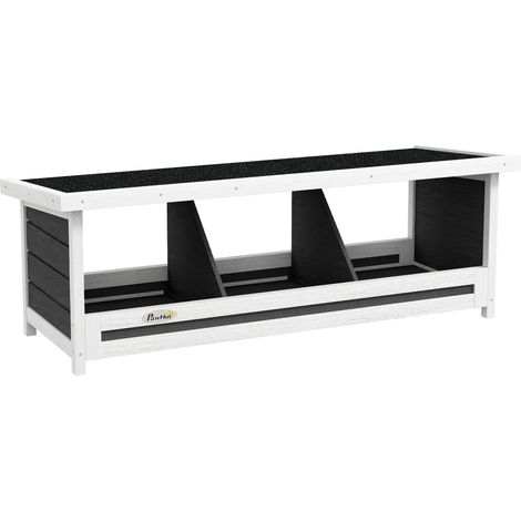 Nido per Galline 95x37x34 cm a 3 Aree con Base Rialzata e Tetto in Legno e Bitume Grigio (1/5)