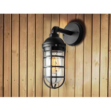 LED Außenwandleuchte aus Aluminium Schwarz & Klarglas, Höhe 33cm (1/5)
