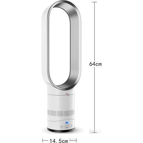 Ventilateur colonne sans pales 16 pouces – Minuterie 0,5 à 2 heures – Niveau sonore 48 dB – Télécommande incluse -argent (1/5)
