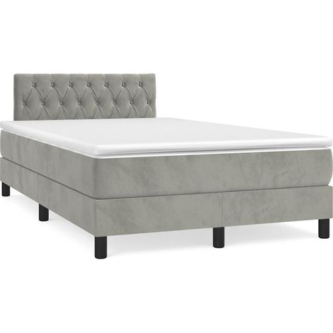 vidaXL Sommier à lattes de lit avec matelas LED gris clair 120x190 cm (1/5)