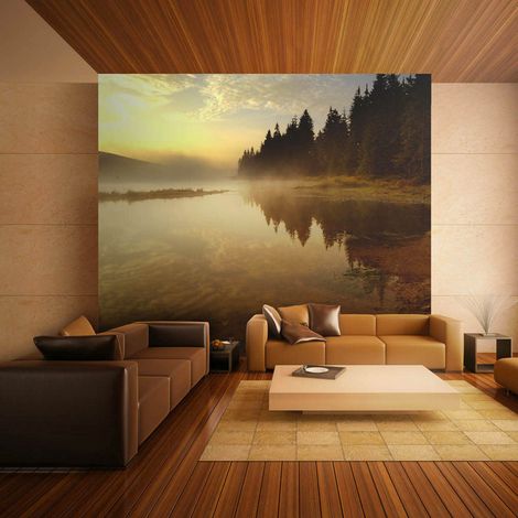Papier peint forêt et lac - 250 x 193 cm (1/4)