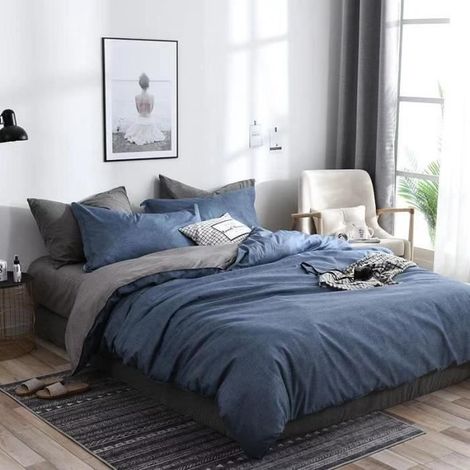 Housse de Couette 240x220 cm,Parure Housse Couette Imprimé en Microfibre avec 2 Taie d'oreiller 50x70cm,Style A1
