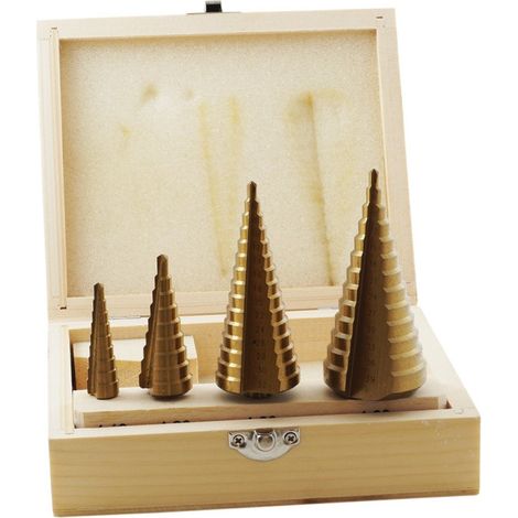 TrAdE Shop Traesio - Kit 4 Punte Frese Coniche Gradino 4-12 4-20 4-32 4-39 Titanio Trapano Avvitatore -