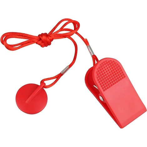 Clé de sécurité universelle pour tapis de course, câble rouge 92 cm, dispositif magnétique de sécurité pour arrêt rapide et entraînement à domicile (1/4)