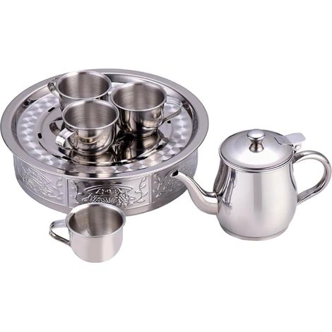 Service à Thé en Acier Inoxydable pour , Théière, Tasses et (1/5)