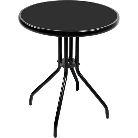 Bistrotisch rund mit Glasplatte Schwarz Ø60xH70cm-DMC330850BB