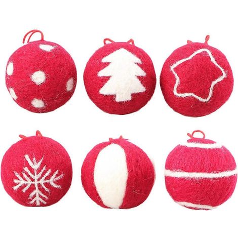 6er-Set Weihnachtsschmuck-Anhänger aus Wolle, Christbaumschmuck zum Aufhängen für Zuhause, Café und Geschäft-66cm (1/3)