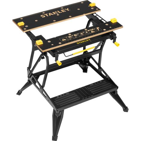 Stanley – Établi étau pliable vertical modulable – Serrage vertical 0-290 mm – Double hauteur de travail 620-800 mm – Surface 740 x 525 mm – STST838001