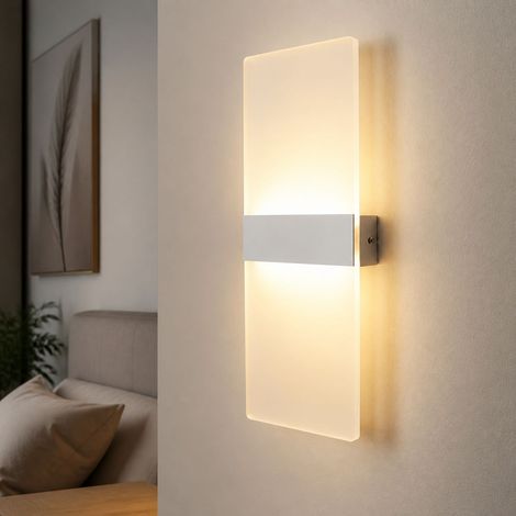 Applique da parete a LED da 10W in alluminio e acrilico, design moderno per camera da letto o corridoio, luce soffusa e senza sfarfallio, bianca (1/4)