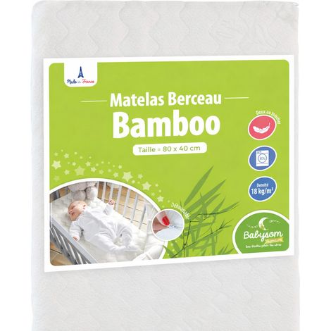 Babysom - Matelas Berceau Bamboo - 80x40 cm  Compatible Cododo  Viscose au Toucher Ultra Doux Déhoussable  Oeko-Tex®