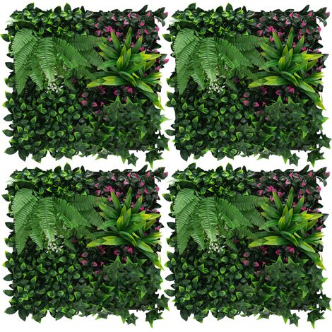 ECD Germany Jardín vertical artificial 4 piezas 50x50cm de interior/exterior paneles decorativos de pared fáciles de cuidar, valla de privacidad resistentes a la intemperie, verde, Jungle Fern (1/5)