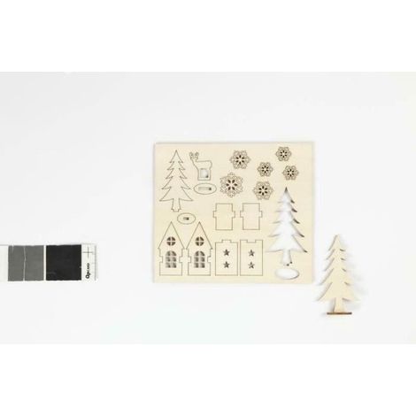 Figurines - Non spécifié - Bois clair - Socle inclus - Pour Noël