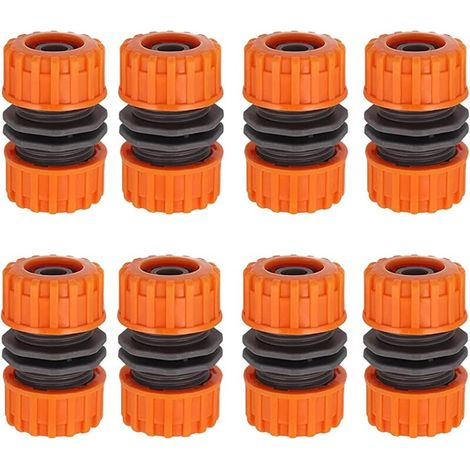 Lot de 8 connecteurs double plug pour tuyau de jardin 1/2" (marron)