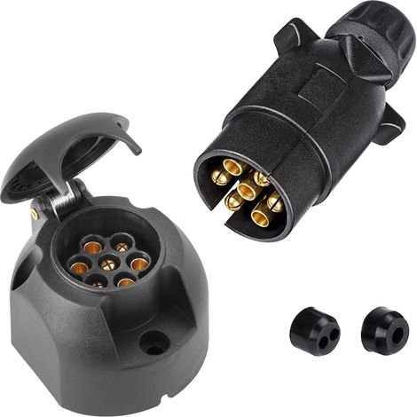 Prise Remorque 7 Broches Male Et Prise Remorque 7 Broches Femelle,12V Prise pour Remorque 7 Broches pour Attelage Voiture Bateau Remorque RV,Prise Remorque Male Femelle Étanche(SK0704) (1/5)