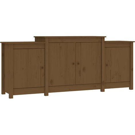 vidaXL Credenza Marrone ambra 164x37x68 cm in Legno Massello di Pino (1/5)