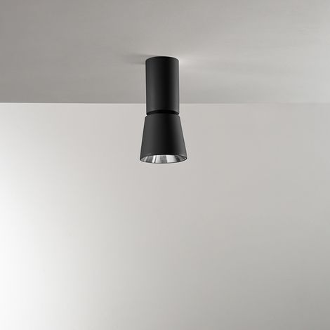 Kone faretto in alluminio nero con rotazione e inclinazione LED 10W 3000K CRI90 220-240V 50/60Hz 900Lm d.7cm (1/2)