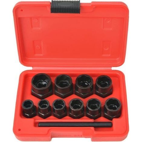 Kit d'extracteur de boulons/d'écrous endommagés Acier 11 pcs (1/4)