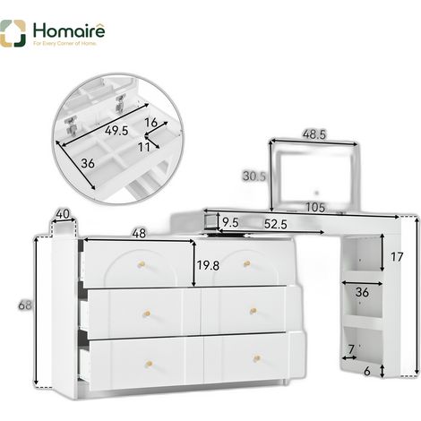 Flur- Garderobenschrank weiß aus Polyester 105 x 40 x 80 cm HOMAIRE (1/5)