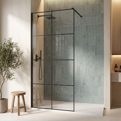 Paroi de douche Walk-In 120 cm – Ceramia Essential – Verre 8 mm – Profilé Noir (1/2)