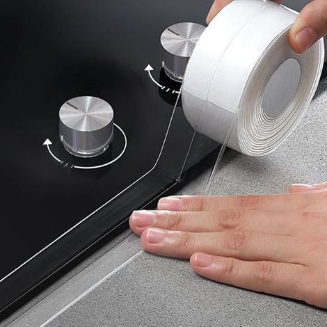 Cinta Calafate Transparente Autoadhesiva Impermeable, Cinta Adhesiva Calafate Transparente para Venta de Cocina y Pared, Cubierta Calafate para Baño, Inodoro, Bañera, Fregadero