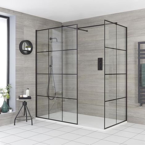 Hudson Reed Barq - Douche Italienne d’Angle avec Verrière et Receveur à Effet Texturé Blanc – 120cm x 80cm (1/5)