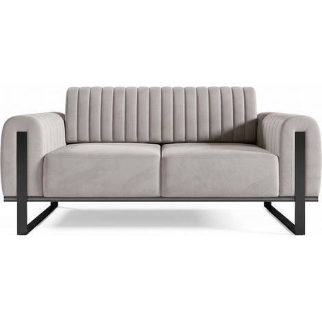 Selsey Parissa - Schlafsofa, Samt Hellgrau schwarze Füße, 164 cm (1/5)