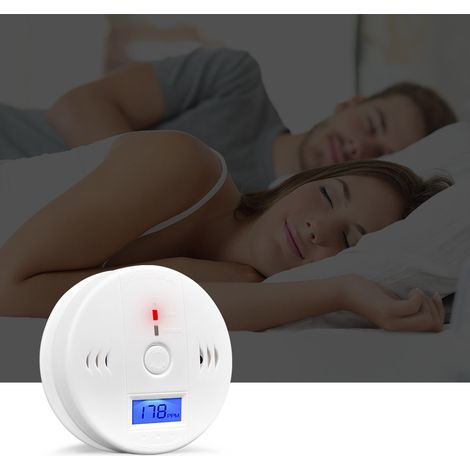 Détecteur de monoxyde de carbone, alarme, capteur de CO avec écran LCD, fonction de mémoire, fonctionne sur batterie, pour maison, chambre à coucher, salon, usine, hôtel (1/5)