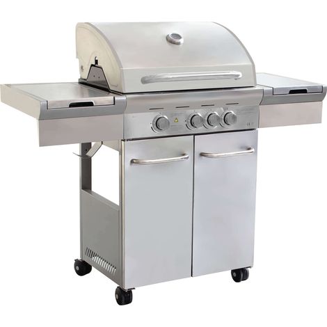 Barbecue a gas con tre fuochi 133,5x52x114,5 cm in acciaio verniciato grigio - Matera