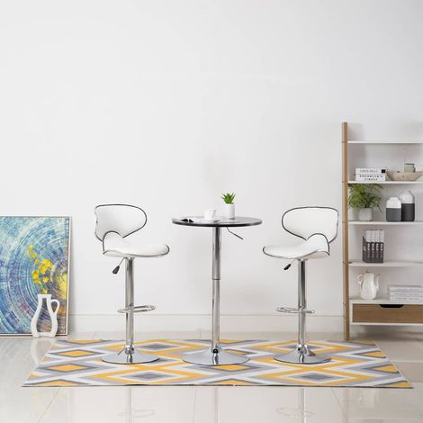 vidaXL Taburetes de cocina 2 unidades cuero sintético blanco (1/5)